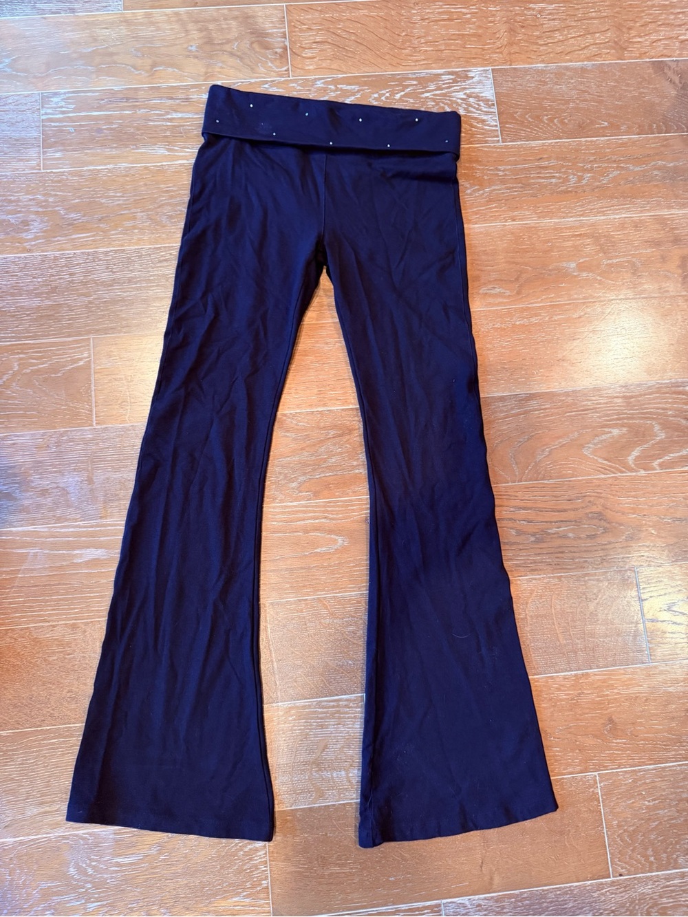 PINK Victoria’s Secret Black Fold-Over Waist Flared Pants